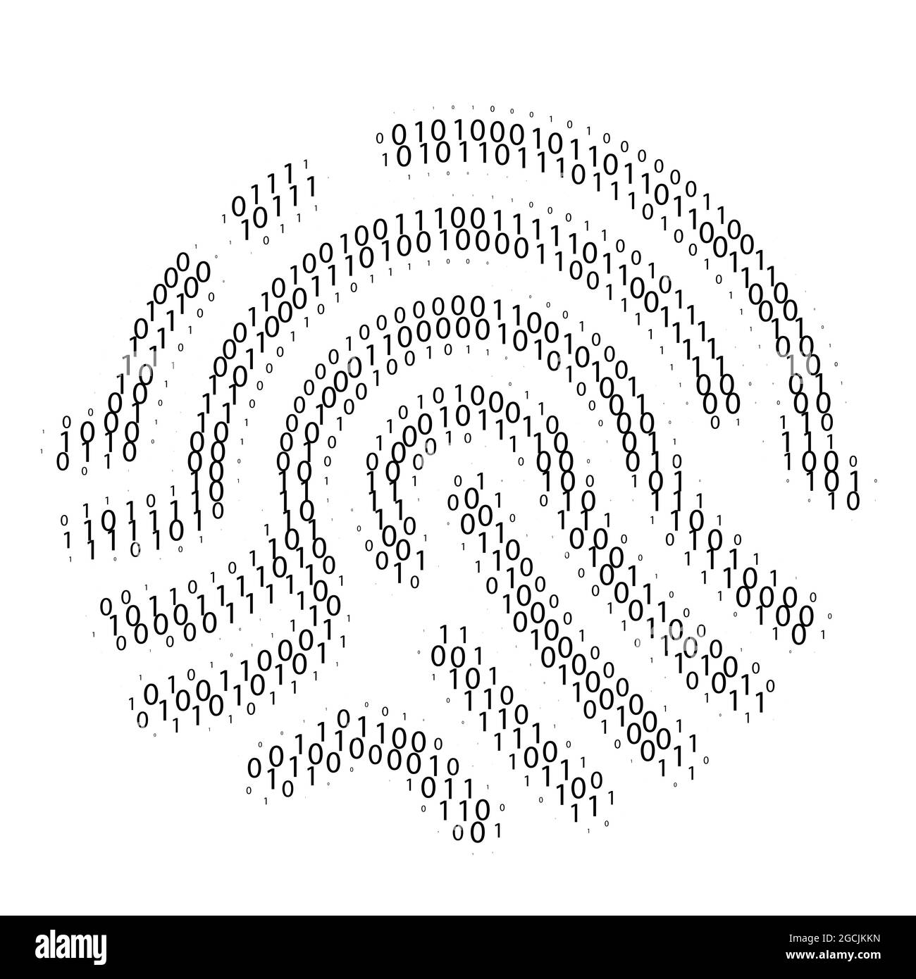 Binärcode des Fingerabdrucks. Datenzugriff oder -Überprüfung. Digitale Identifikation. Vektorgrafik Stock Vektor