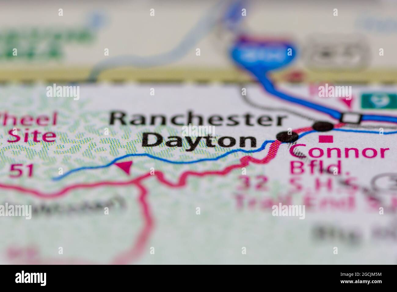 Dayton Wyoming USA wird auf einer Straßenkarte oder Geografie-Karte angezeigt Stockfoto