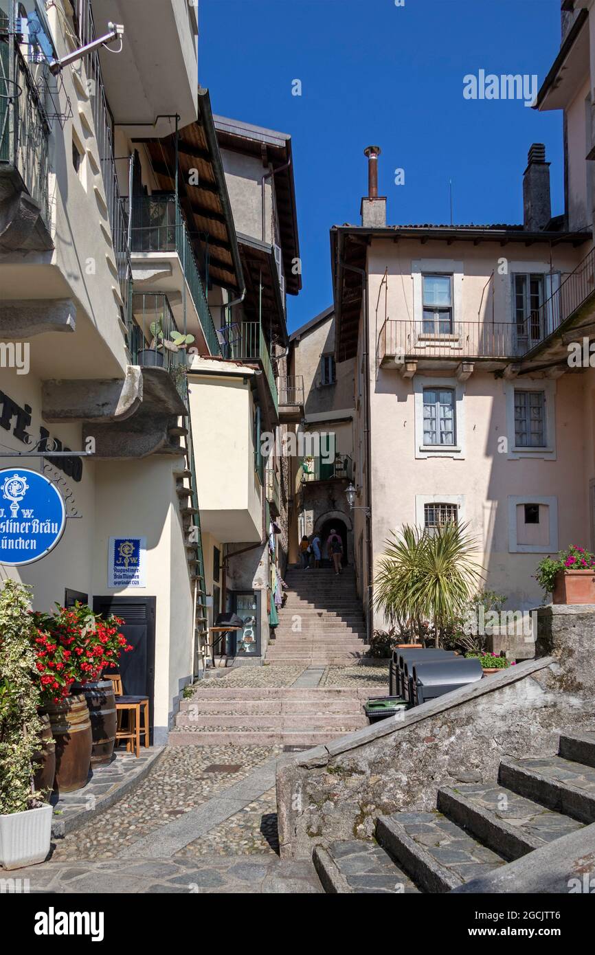 Gasse, Isola Bella, Stresa, Lago Maggiore, Piemont, Italien Stockfoto