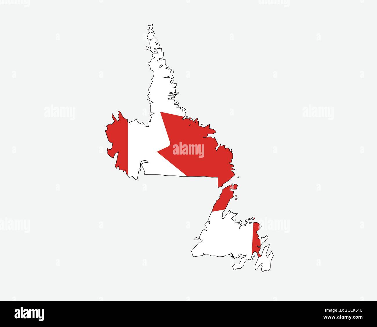 Neufundland und Labrador Karte auf kanadischer Flagge. NL, CA Province Karte auf Kanada Flagge. Symbol „EPS-Vektorgrafik Clipart“ Stock Vektor
