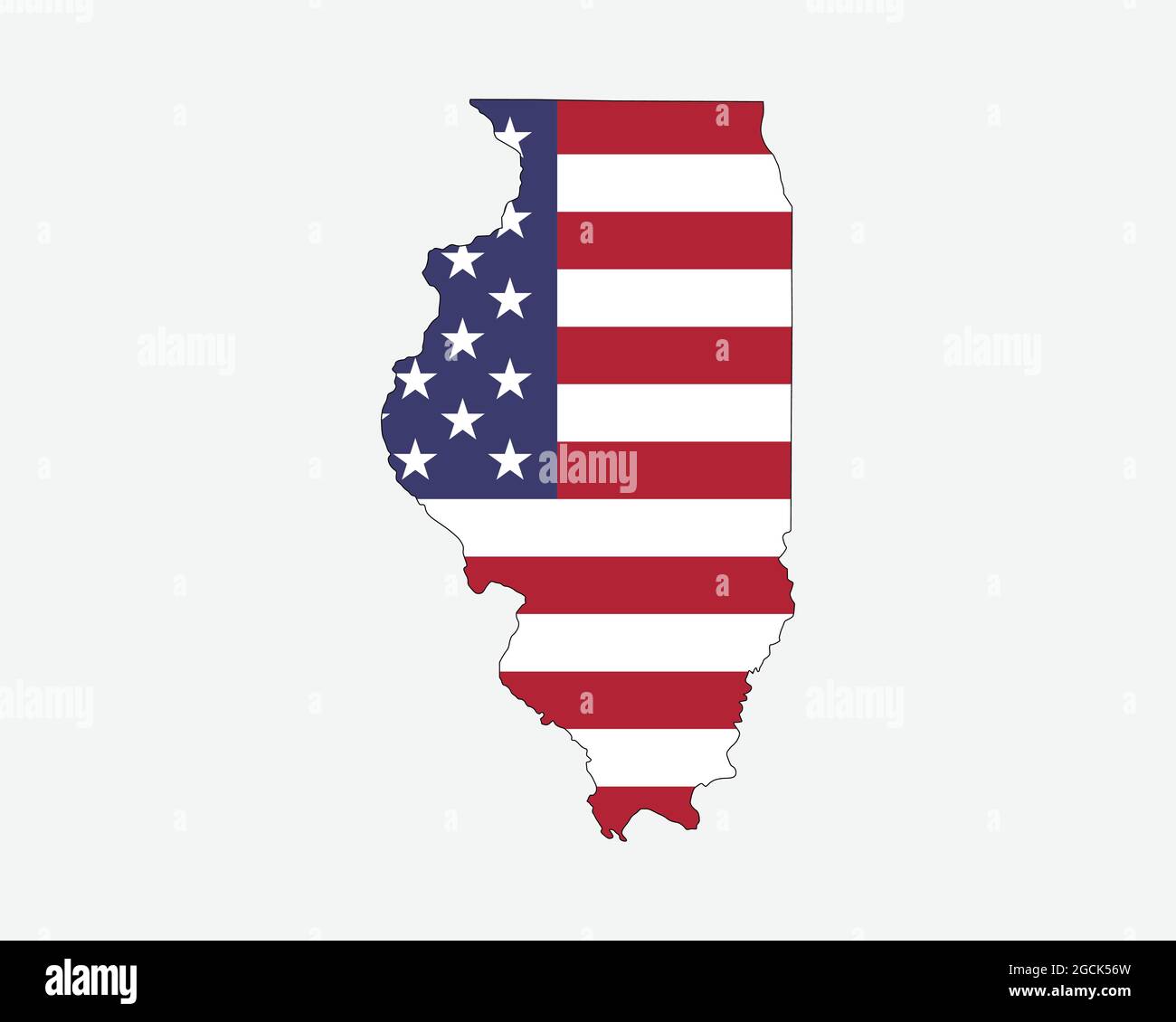 Illinois Karte auf amerikanischer Flagge. IL, USA State Map auf US-Flagge. Symbol „EPS-Vektorgrafik Clipart“ Stock Vektor