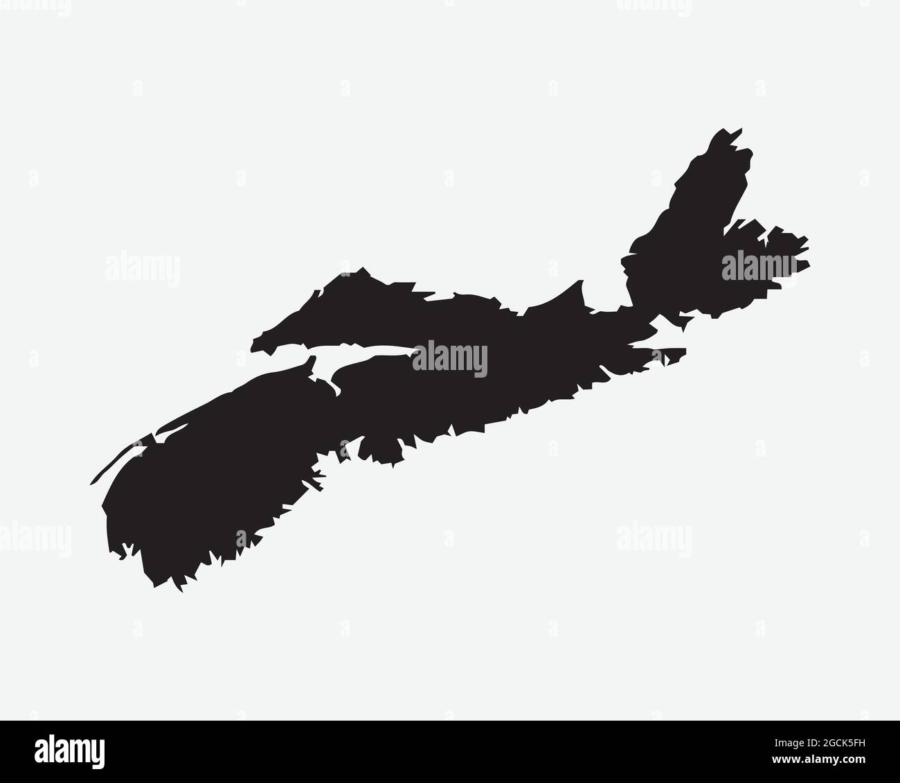 Nova Scotia Kanada Karte Schwarze Silhouette. NS, Canadian Province Shape Geography Atlas Border Boundary. Schwarze Karte auf weißem Hintergrund isoliert. EPS-Ve Stock Vektor