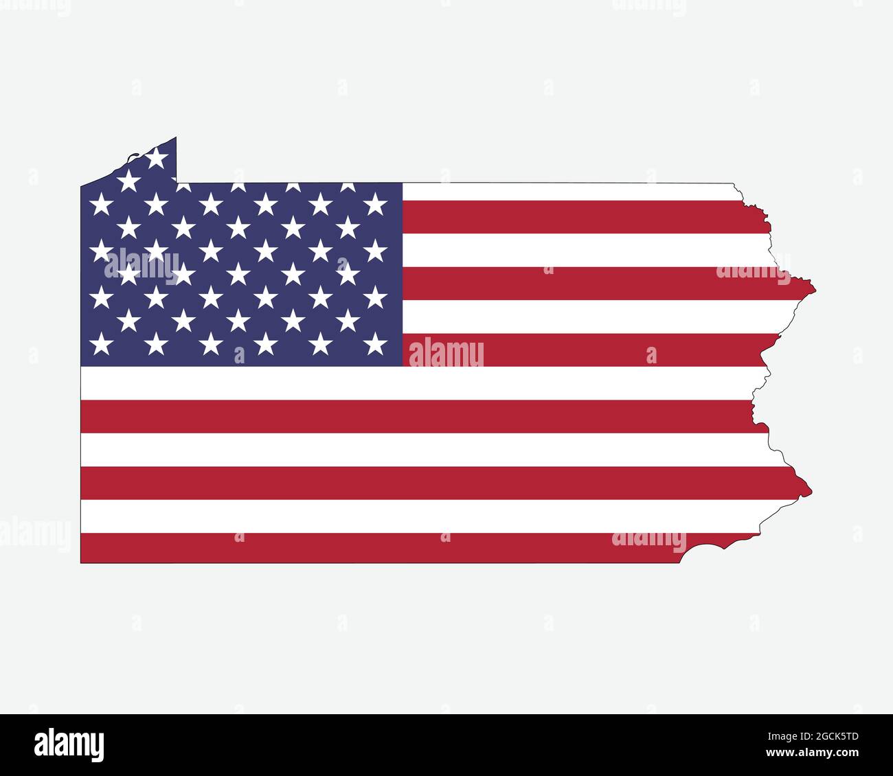 Pennsylvania Karte auf amerikanischer Flagge. PA, USA State Map auf US-Flagge. Symbol „EPS-Vektorgrafik Clipart“ Stock Vektor