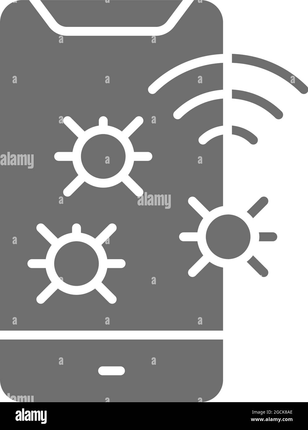 Vektortelefon Virus, Handy-Spam graues Symbol. Stock Vektor