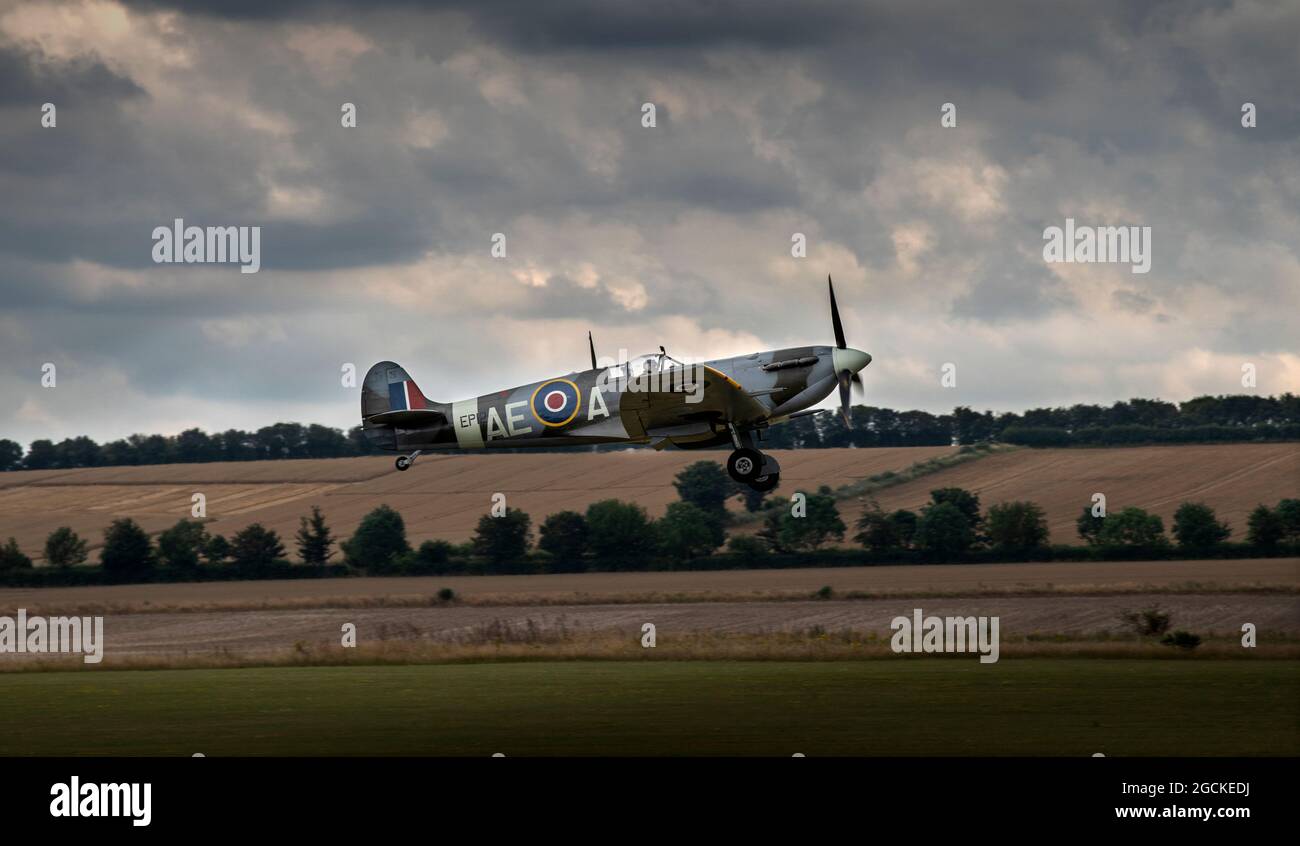 Duxford Imperial war Museum Foto von Brian Harris 5. August 2021 IMW Duxford, Cambridgeshire England UK Supermarine Spitfire LF Mk.VB Spitfire EP1 Stockfoto