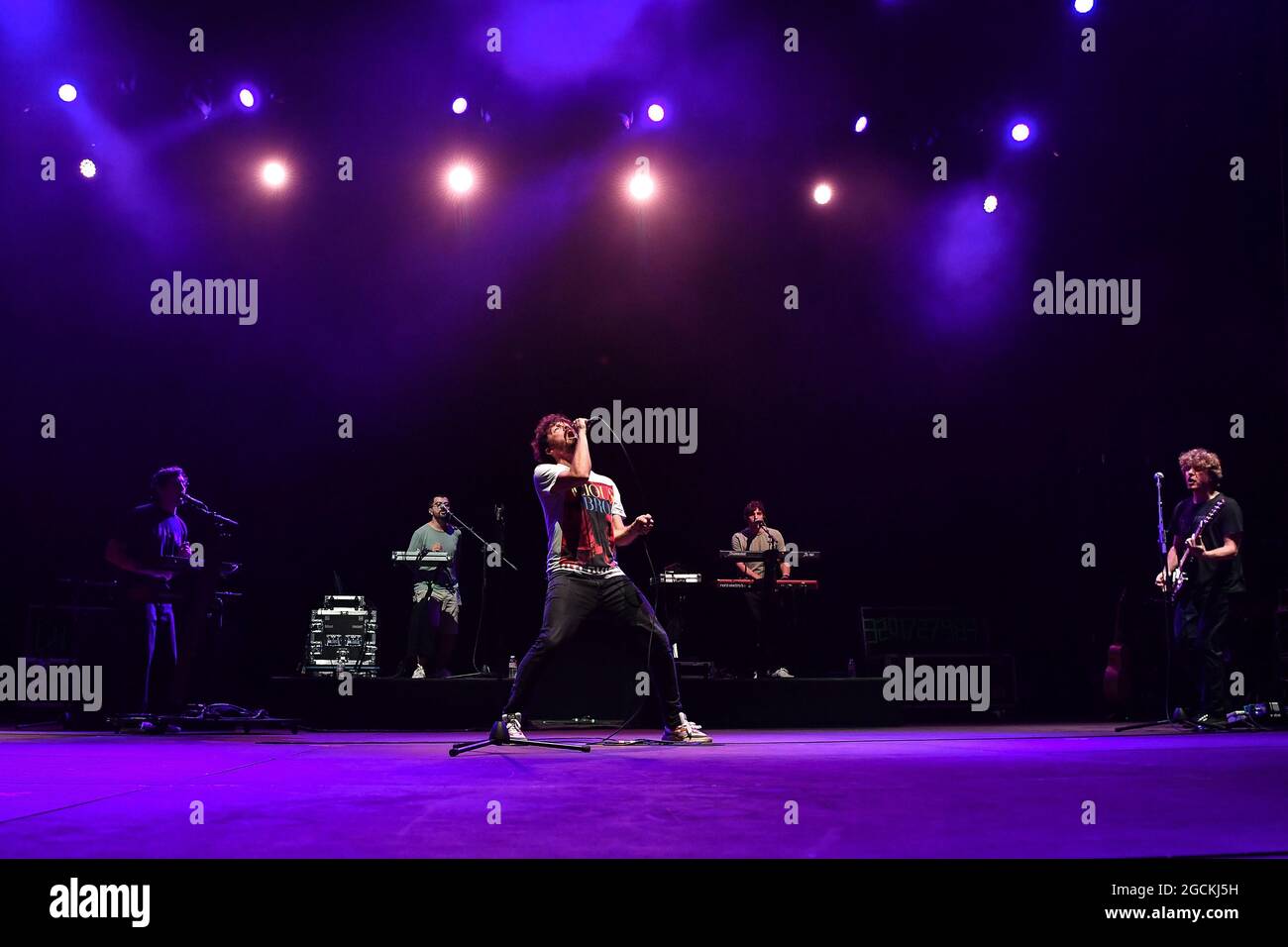 Lo Stato Sociale durante il Concerto alla Cavea dell'Auditorium Parco della Musica, 8. August 2021 Stockfoto