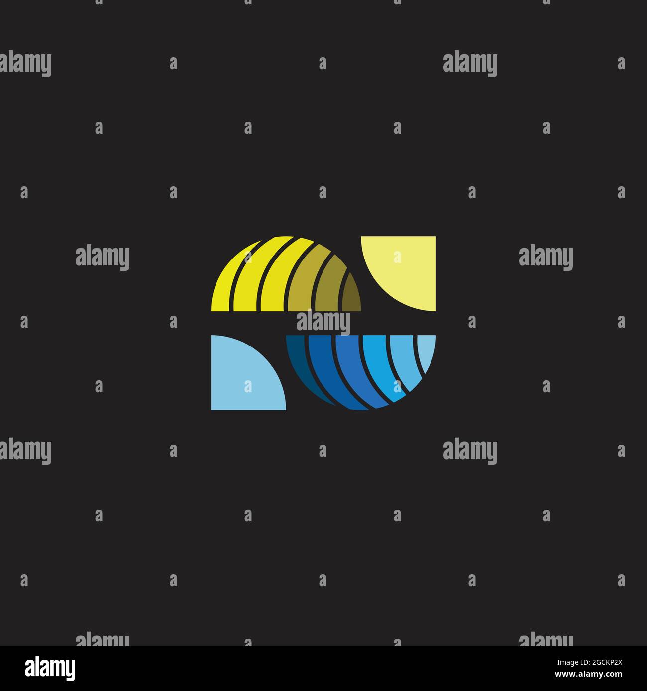 Streifen geometrische Gradienten Land und Meer Symbol Vektor Stock Vektor