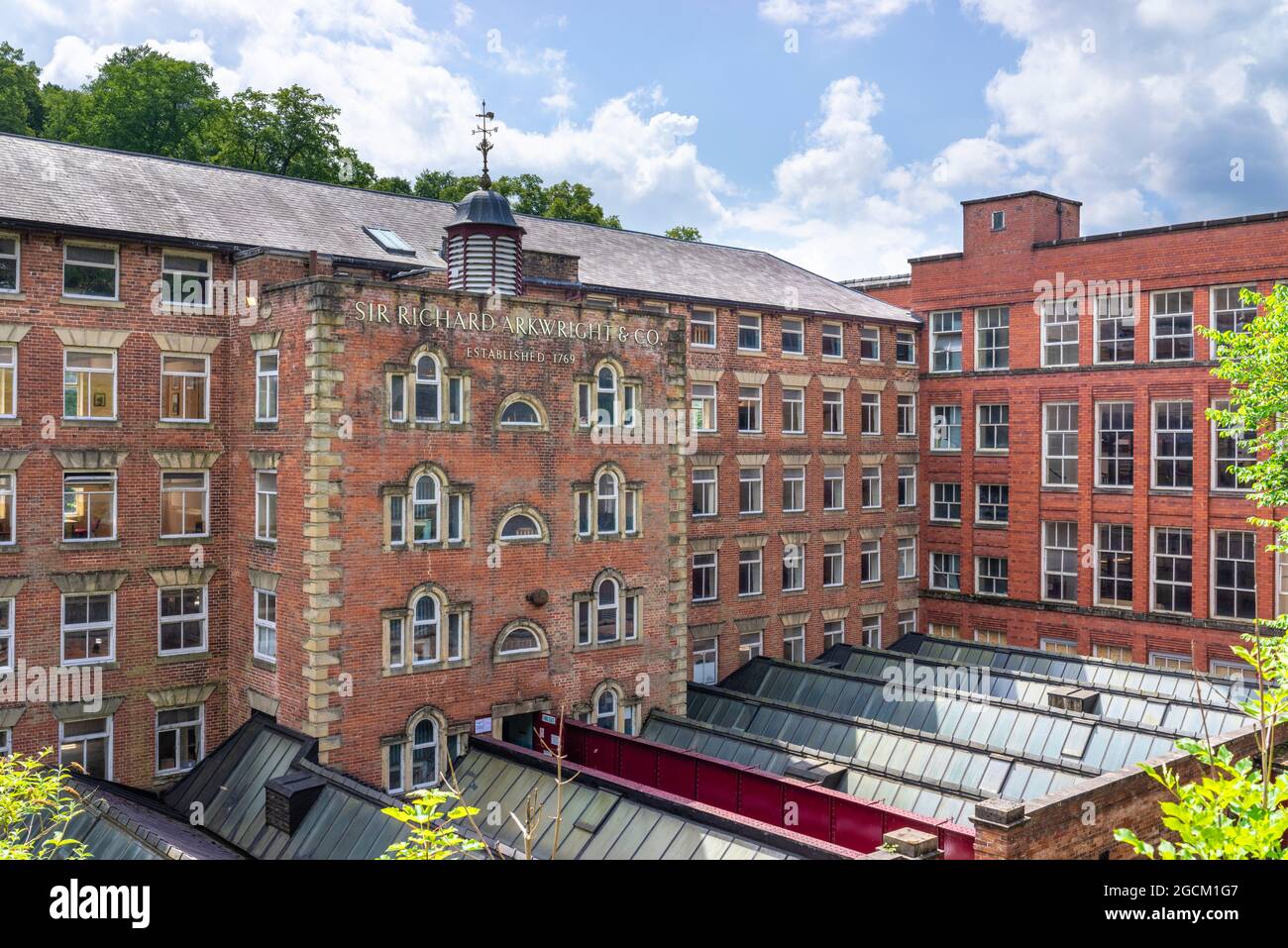 Ziegelfassade des Masson Mills Matlock Bath von Sir Richard Arkwright aus dem Jahr 1783 Derbyshire England GB Europa Stockfoto