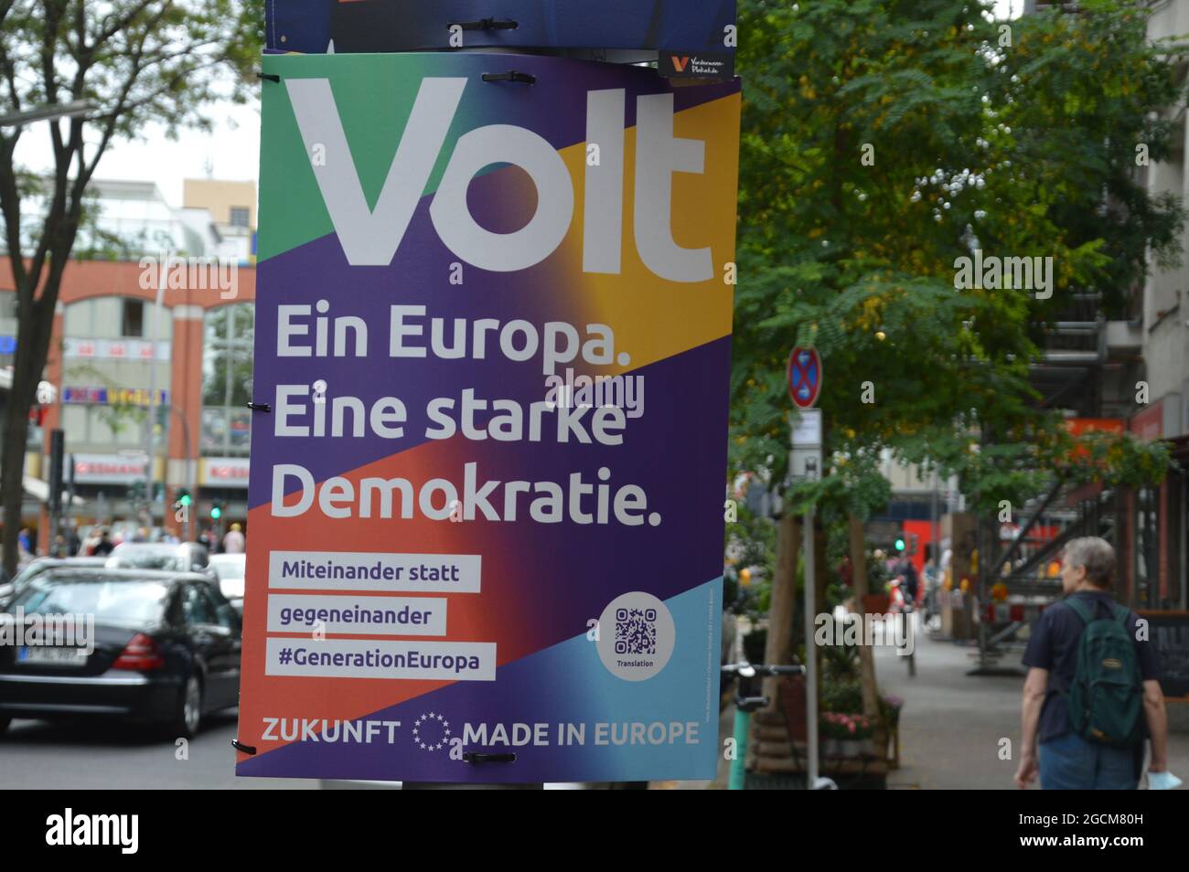 Wahlplakate in Schöneberg, Berlin, Deutschland - 9. August 2021. Stockfoto