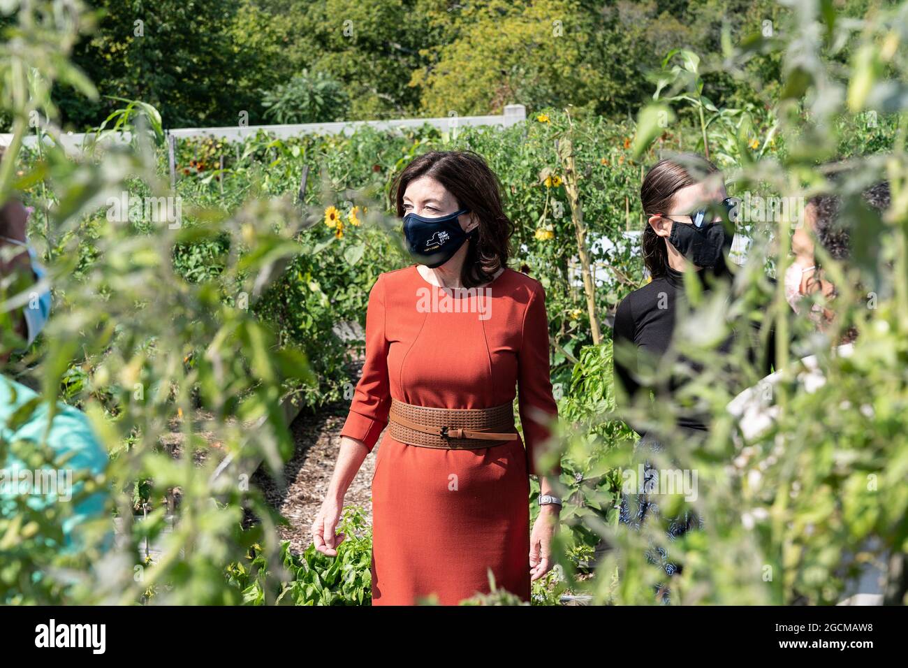 New York, Usa. September 2020. Statthalter Kathy Hochul besucht am 21. September 2020 die Essbare Akademie im New Yorker Botanischen Garten in New York. (Foto von Lev Radin/Sipa USA) Quelle: SIPA USA/Alamy Live News Stockfoto