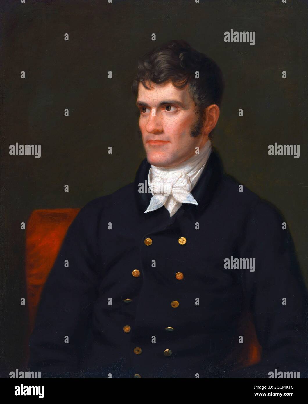 John C Calhoun (1782-1850), Porträt von Charles Bird King (1785-1862) Öl auf Leinwand, 1845. Calhoun war ein amerikanischer Staatsmann aus South Carolina, der zweimal als Vizepräsident der Vereinigten Staaten diente. Er war ein starker Verfechter der Sklaverei und setzte das Konzept der Minderheitenrechte in der Politik, Stockfoto
