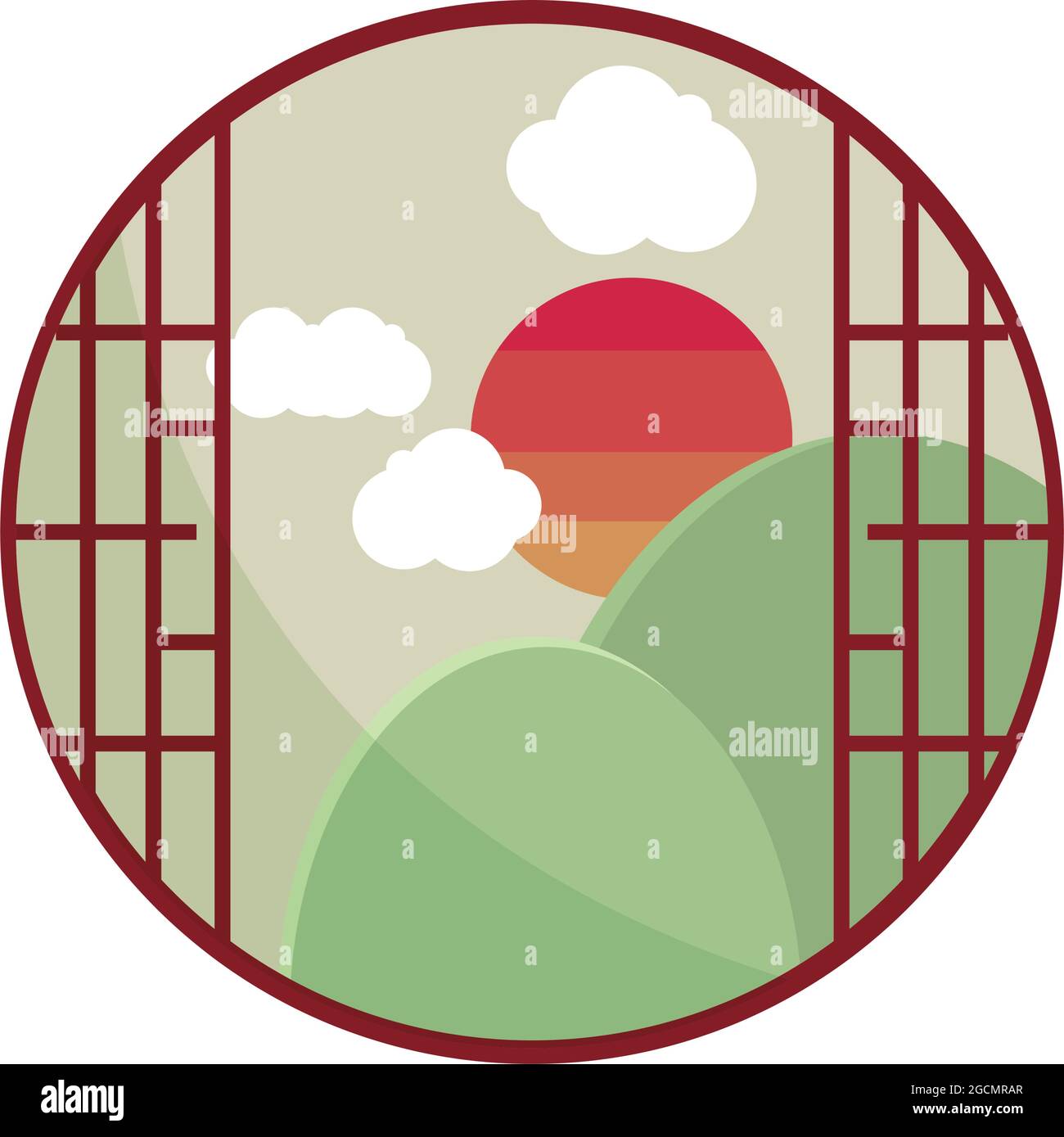 Landschaft im Fenster Stock Vektor