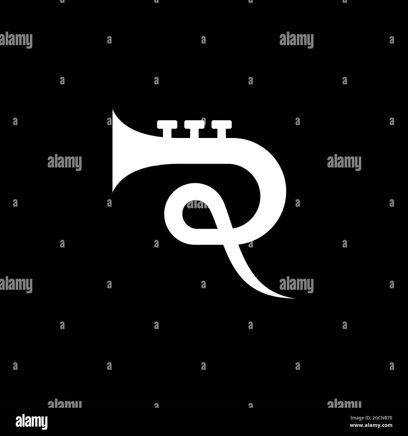 BUCHSTABE TROMPETE MUSIK LOGO KOMBINATION Stockfoto