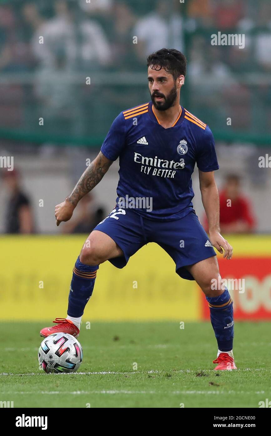 Klagenfurt, Österreich, 8. August 2021. Iisco von Real Madrid während des Vorsaison-Freundschaftsspiel im Worthersee Stadion, Klagenfurt. Bildnachweis sollte lauten: Jonathan Moscrop / Sportimage Stockfoto