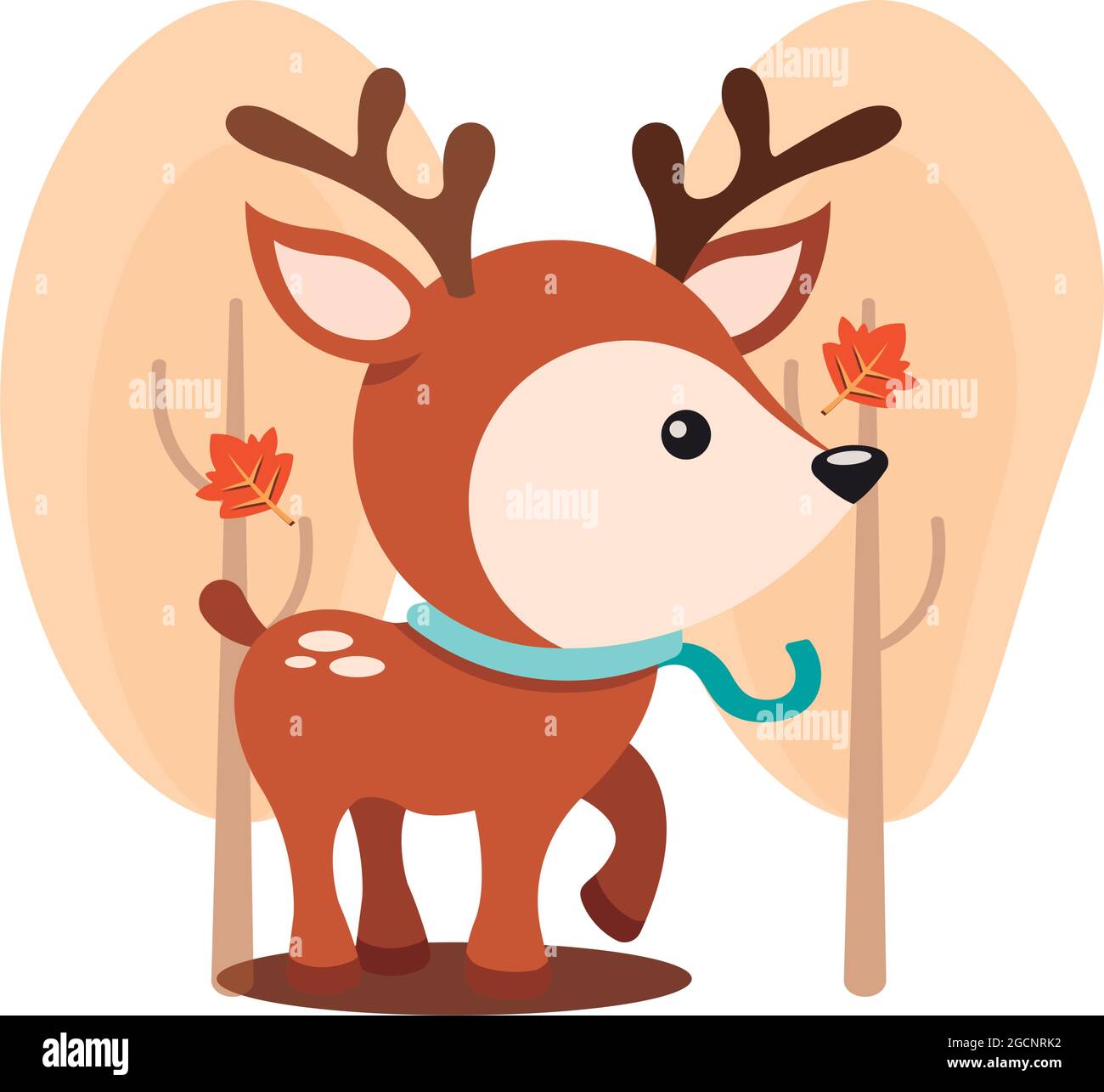 Kawaii Karikatur von einem Hirsch Herbstsaison Stock Vektor