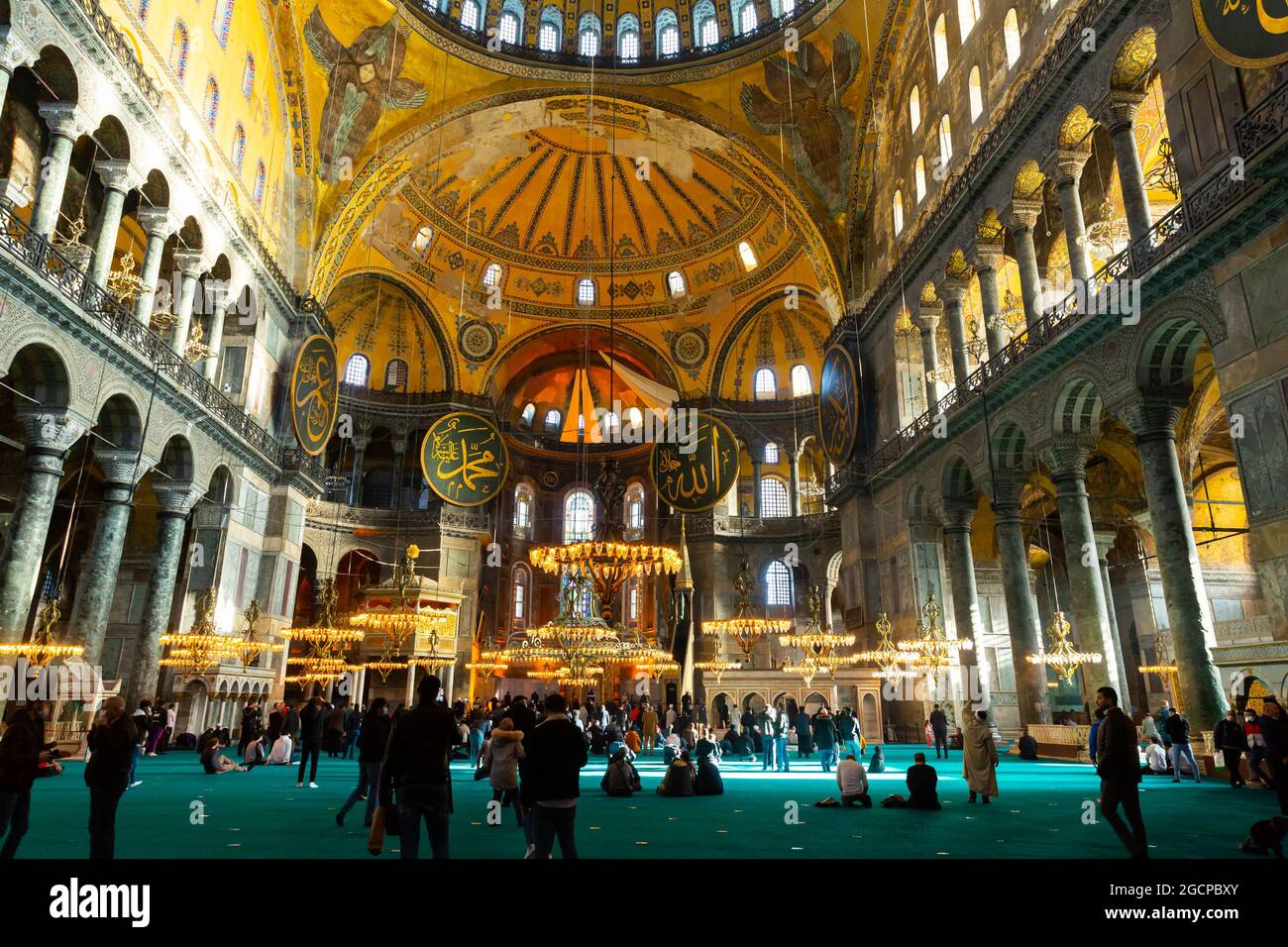 Innenraum der Hagia Sophia, Heilige große Moschee, Istanbul, Türkei Stockfoto