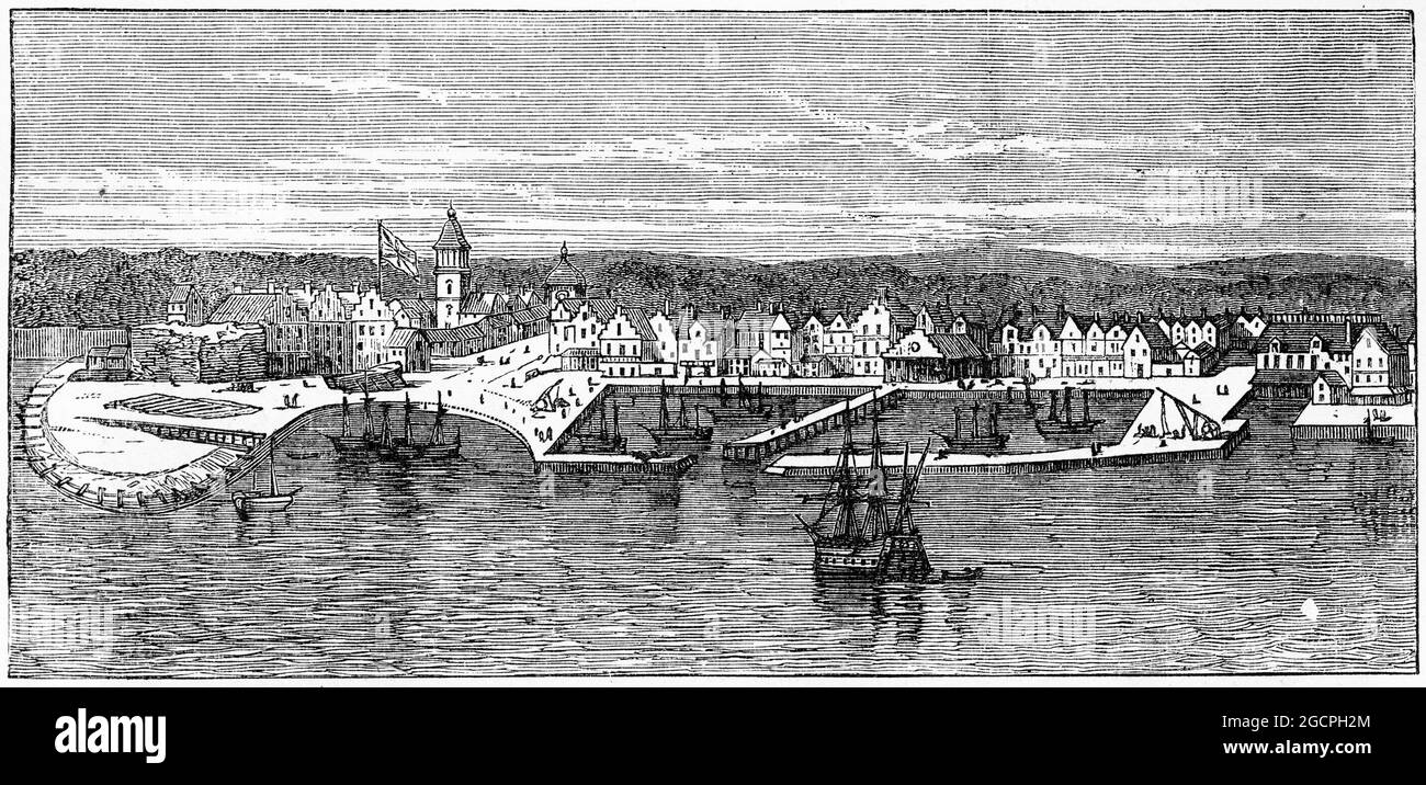 Stich von New York in der Mitte des 18. Jahrhunderts Stockfoto