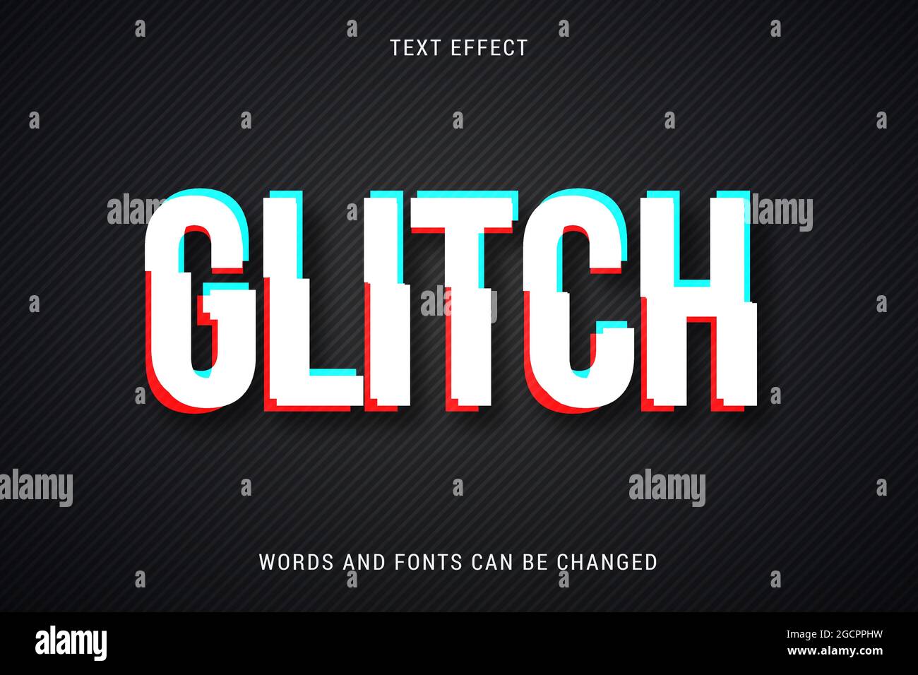 Glitch Text Effekt editierbare eps cc. Wörter und Schriftarten können geändert werden Stock Vektor