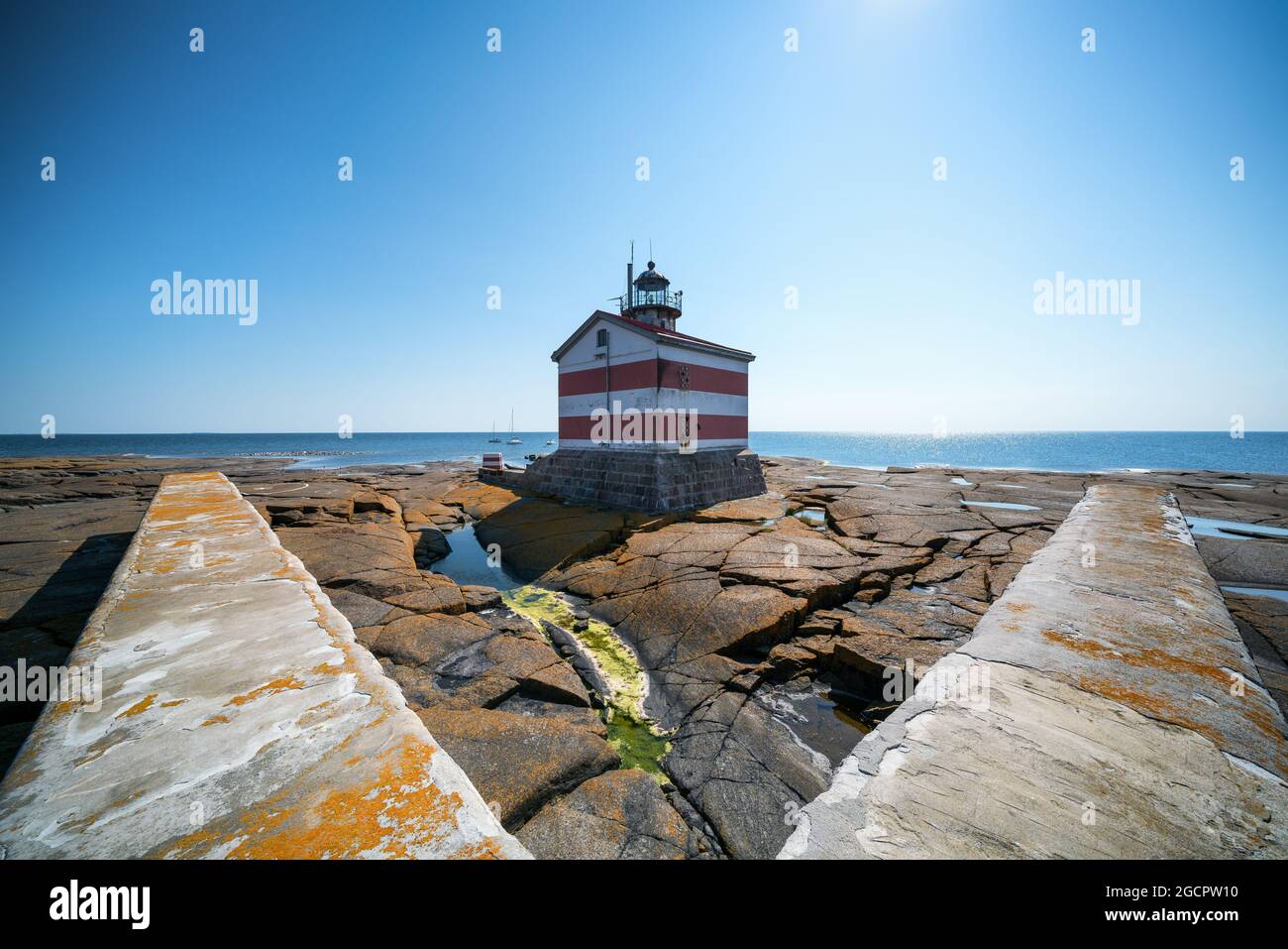 Am Leuchtturm von Märket, Ahvenanmaa, Finnland Stockfoto