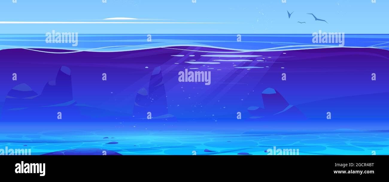 Ozean oder Meer Unterwasser Hintergrund Querschnitt Stock Vektor