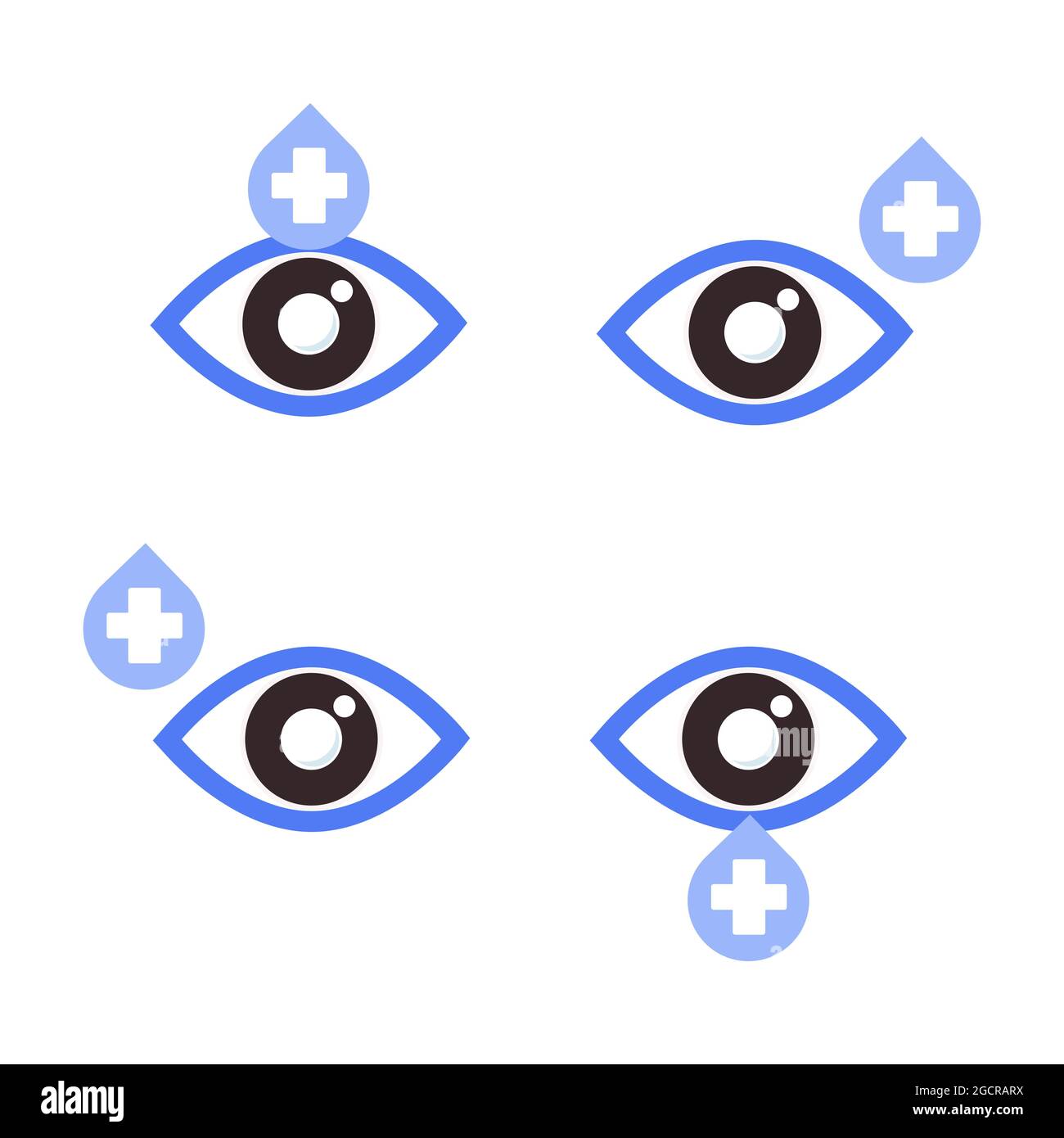 Auge mit medizinischen Zeichen Symbol. Augengesundheit Symbol für World Sight Day Konzept. Auf weißem Hintergrund Stockfoto