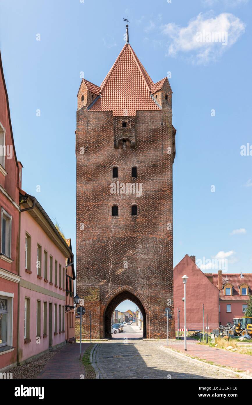 Historisches Dammtor aus dem 15. Jahrhundert in der Stadt barth, Mecklenburg-Vorpommern, Deutschland Stockfoto