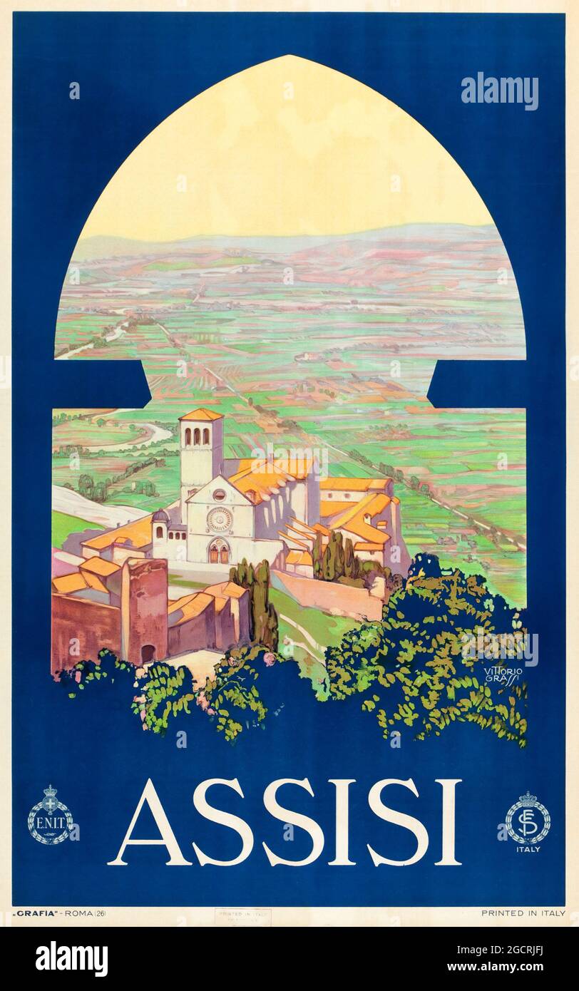 Assisi, Italien Reiseplakat von Vittorio Grassi (ENIT, Ende der 1920er/Anfang der 1930er Jahre) Stockfoto