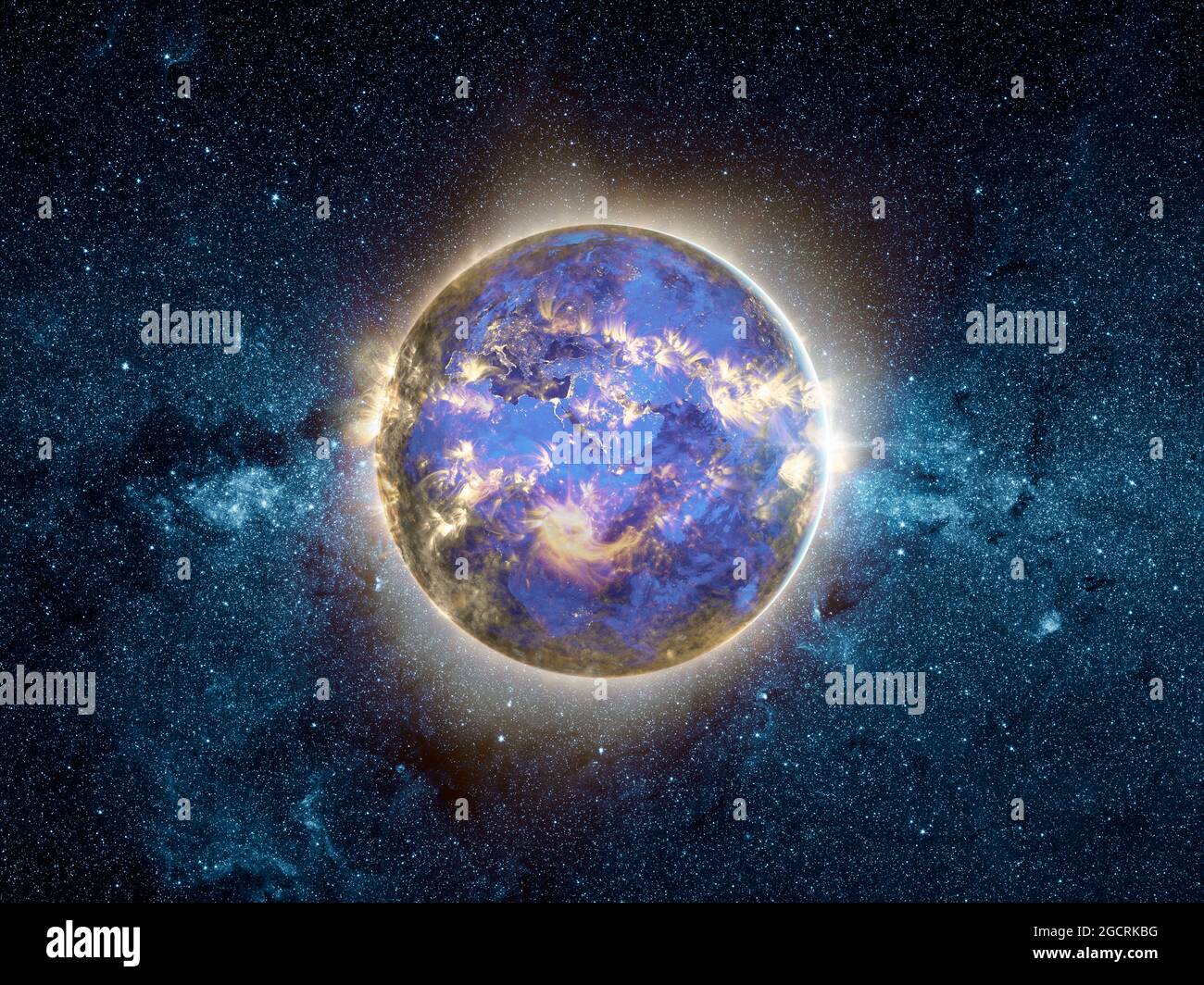 Planet Erde brennen, globale Erwärmung, Klimawandel Notfall-Konzept. Stockfoto