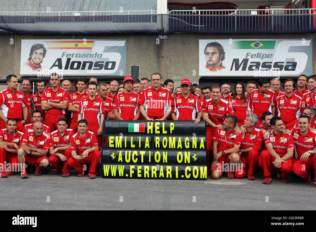 Ferrari sagt den Opfern der jüngsten Erdbeben in Italien ihre Unterstützung zu. Großer Preis von Kanada, Donnerstag, 7. Juni 2012. Montreal, Kanada. Stockfoto