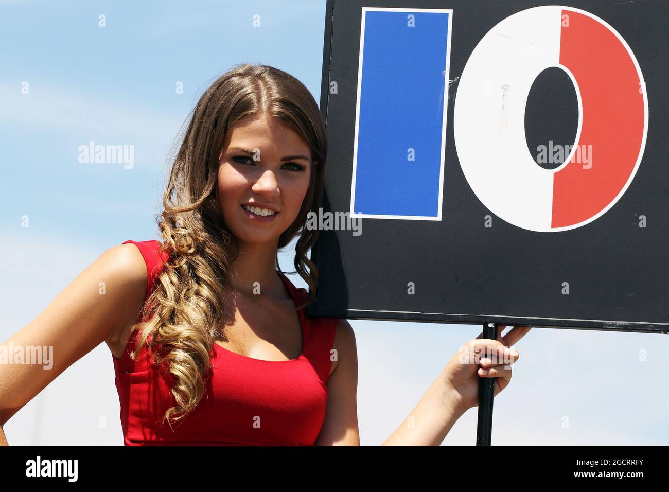 Gittertes Mädchen. Großer Preis von Kanada, Sonntag, 10. Juni 2012. Montreal, Kanada. Stockfoto
