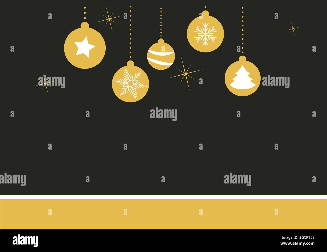 Vector weihnachtsfeier Einladung mit Kugeln auf weihnachtsbaum. Urlaub Hintergrund und Design Banner im Retro-Stil. Vektor flache Schablone in schwarz und Stock Vektor