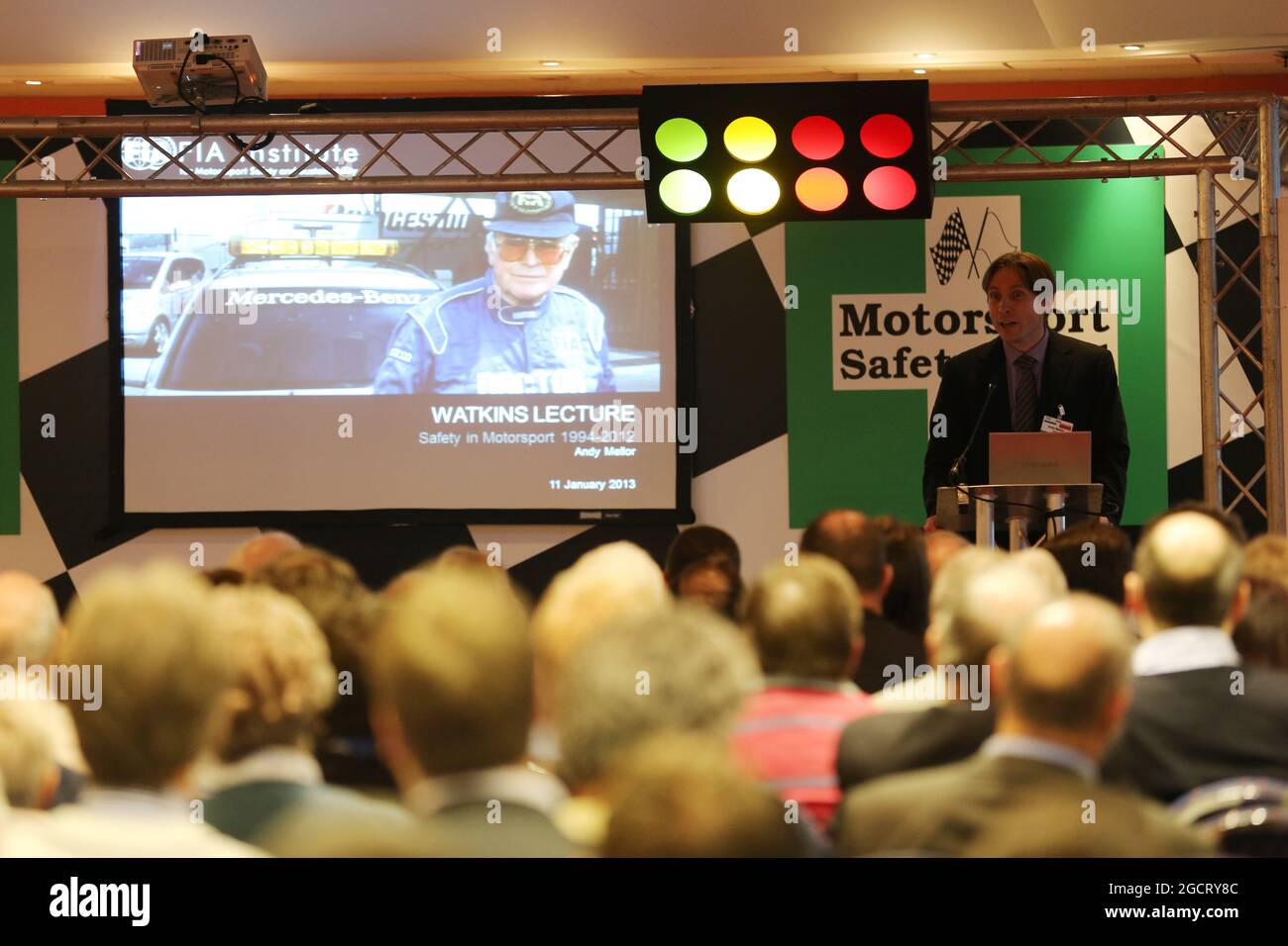 Andy Mellor, FIA bei der Watkins Lecture. Autosport International, Freitag, 11. Januar 2013. National Exhibition Centre, Birmingham, England. Stockfoto