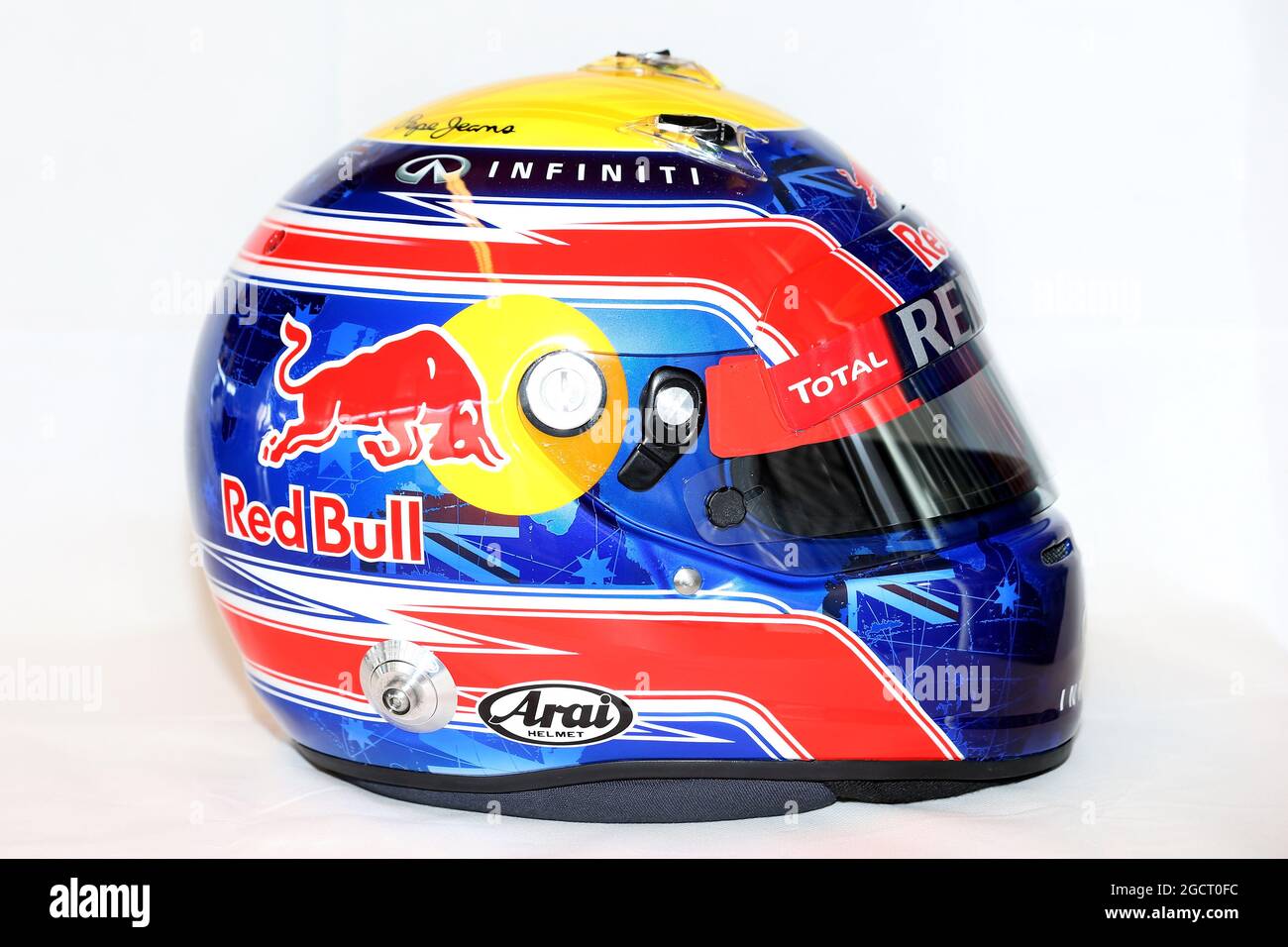Der Helm von Mark Webber (AUS) Red Bull Racing. Formel-1-Tests, erster Tag, Dienstag, 19. Februar 2013. Barcelona, Spanien. *** Lokale Bildunterschrift *** Mark Webber Stockfoto