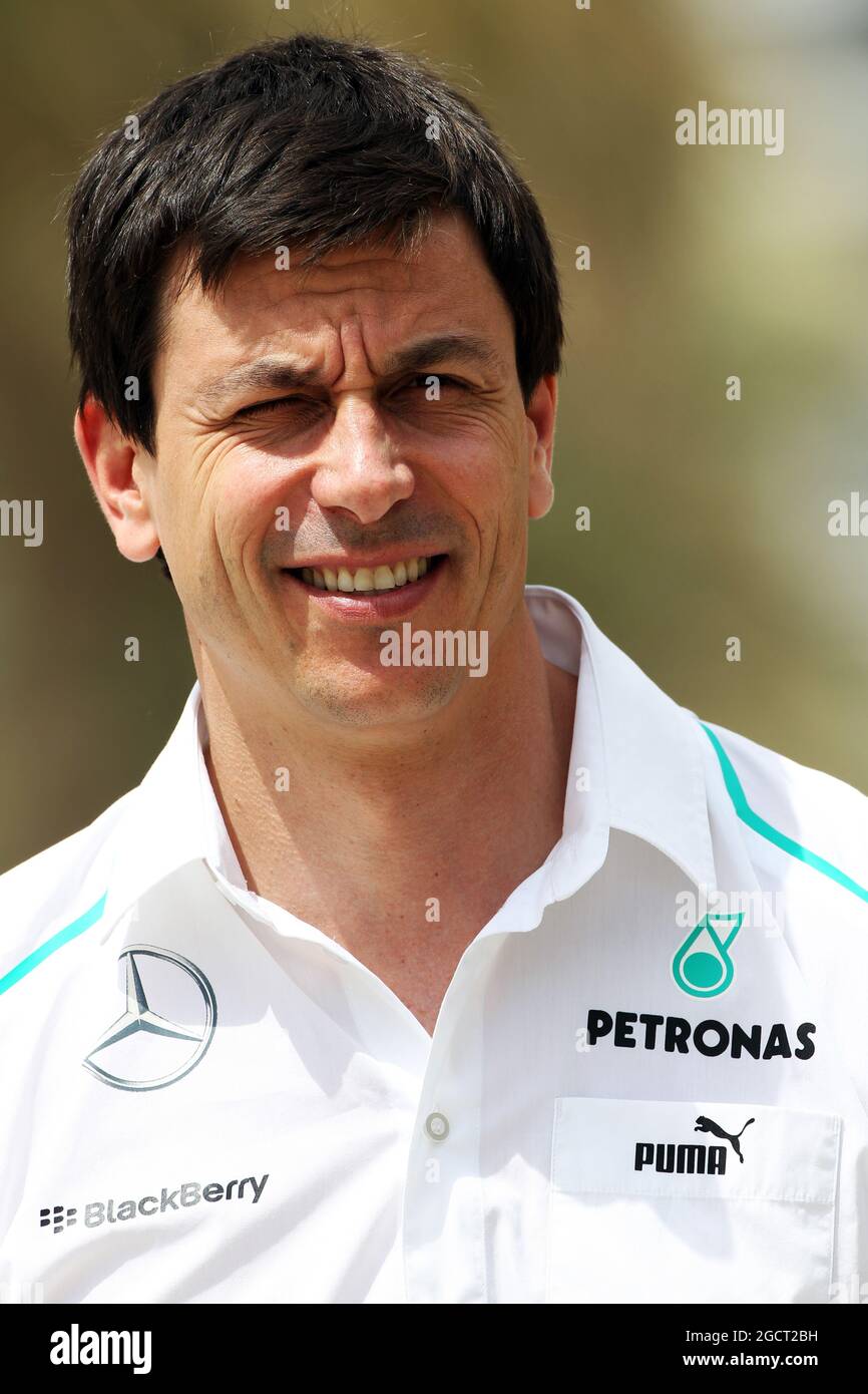 Toto Wolff (GER) Mercedes AMG F1 Aktionär und Executive Director. Großer Preis von Bahrain, Freitag, 19. April 2013. Sakhir, Bahrain. Stockfoto