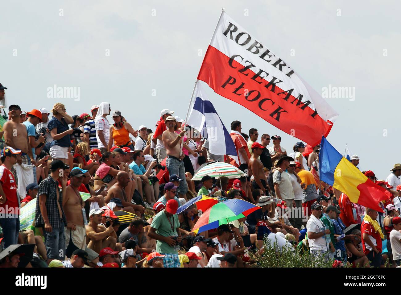 Ventilatoren und Flaggen. Großer Preis von Ungarn, Samstag, 27. Juli 2013. Budapest, Ungarn. Stockfoto