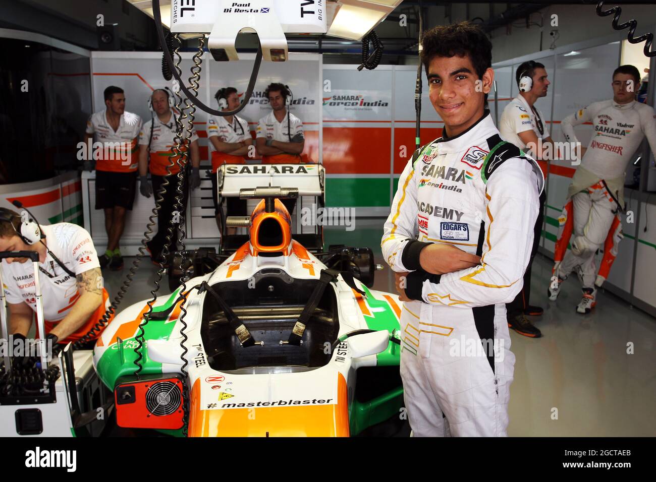 Jehan Daruvala (IND) Sahara Force India Academy Driver, Gewinner der britischen KF3 Karting Championship. Großer Preis von Indien, Samstag, 26. Oktober 2013. Greater Noida, Neu-Delhi, Indien. Stockfoto