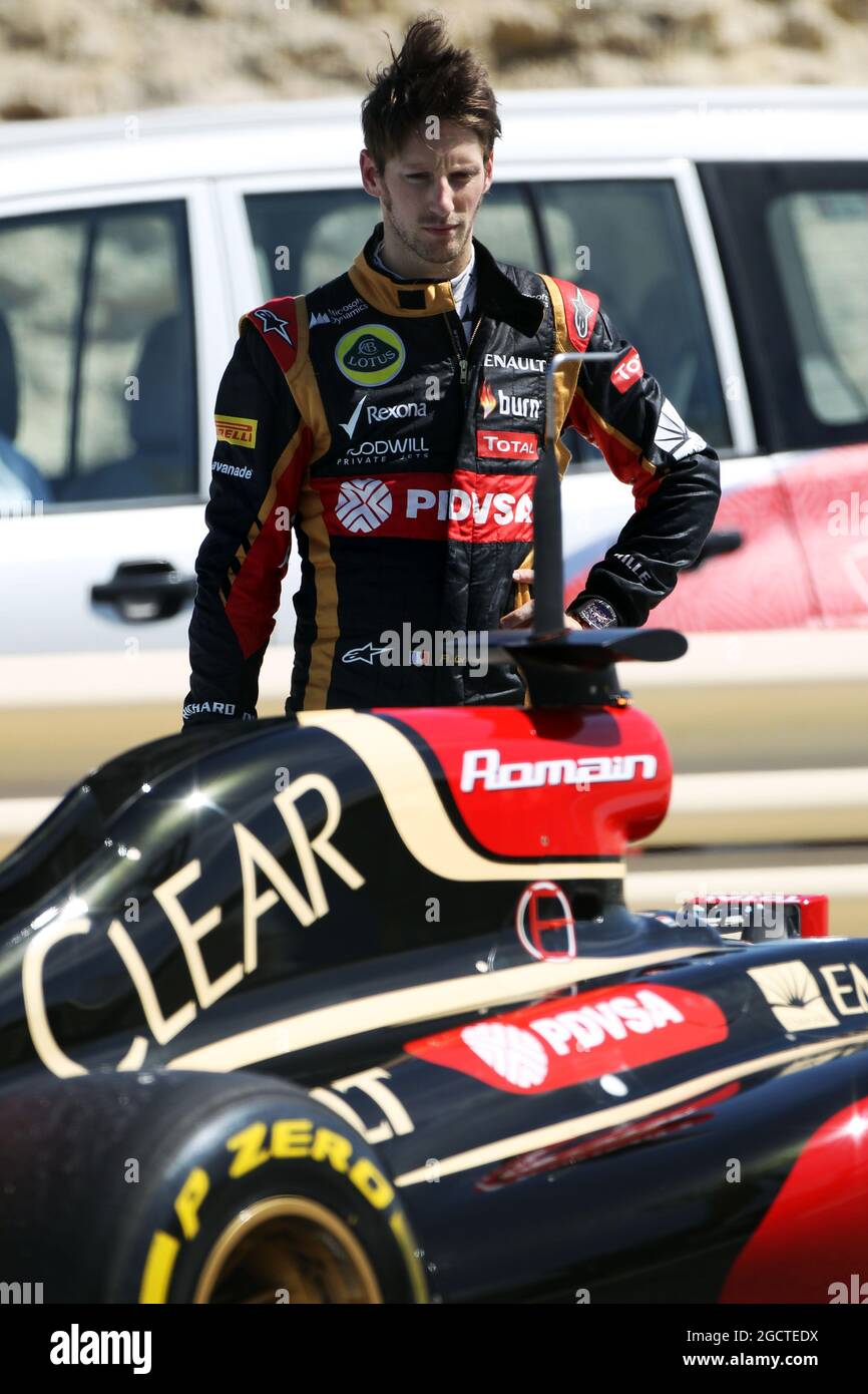 Romain Grosjean (FRA) Lotus F1 E22 hält auf dem Kurs. Formel-1-Test, Bahrain Test zwei, Tag vier, Sonntag, 2. März 2014. Sakhir, Bahrain. Stockfoto
