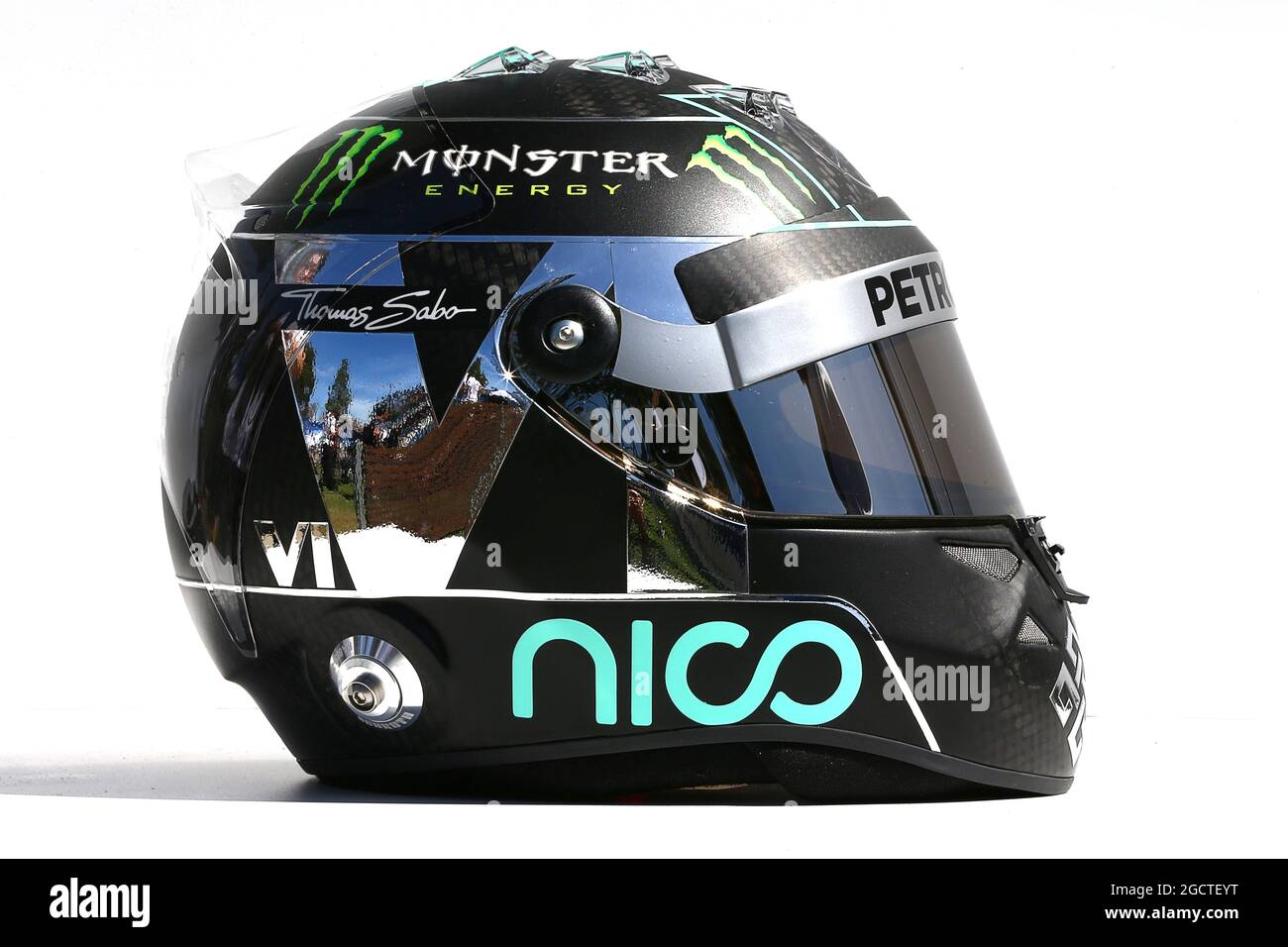 Der Helm von Nico Rosberg (GER) Mercedes AMG F1. Großer Preis von Australien, Donnerstag, 13. März 2014. Albert Park, Melbourne, Australien. Stockfoto