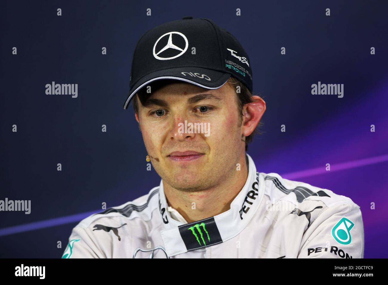 Rennsieger Nico Rosberg (GER) Mercedes AMG F1 bei der FIA-Pressekonferenz. Großer Preis von Australien, Sonntag, 16. März 2014. Albert Park, Melbourne, Australien. Stockfoto