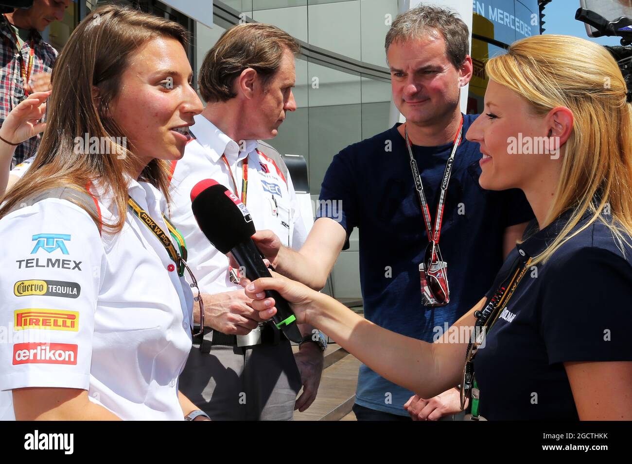 Simona de Silvestro (SUI) sauber F1 Team Test Driver mit den Medien. Großer Preis von Spanien, Freitag, 9. Mai 2014. Barcelona, Spanien. Stockfoto