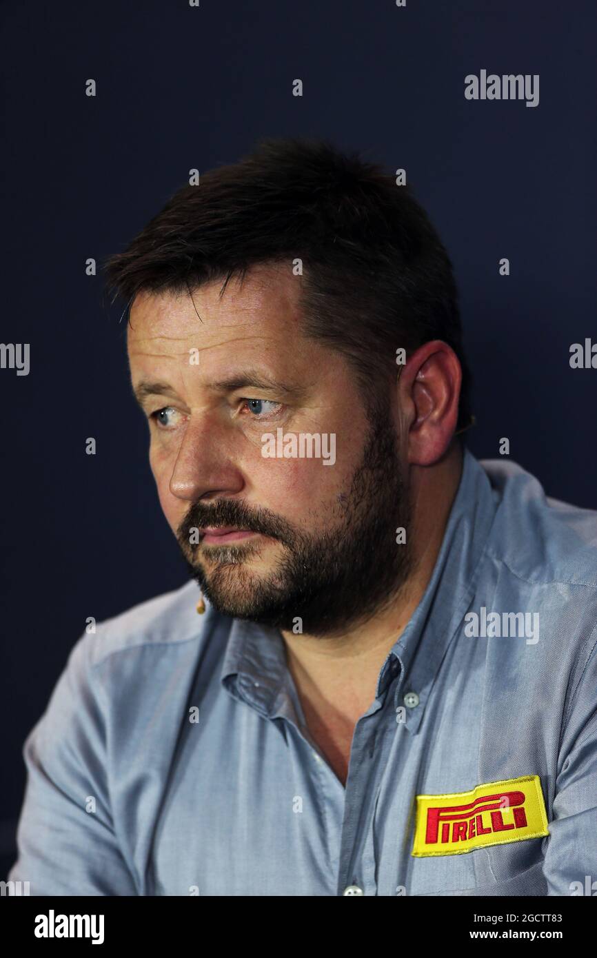 Paul Hembery (GBR) Pirelli Motorsport Direktor bei der FIA Pressekonferenz. Großer Preis von Italien, Freitag, 5. September 2014. Monza Italien. Stockfoto