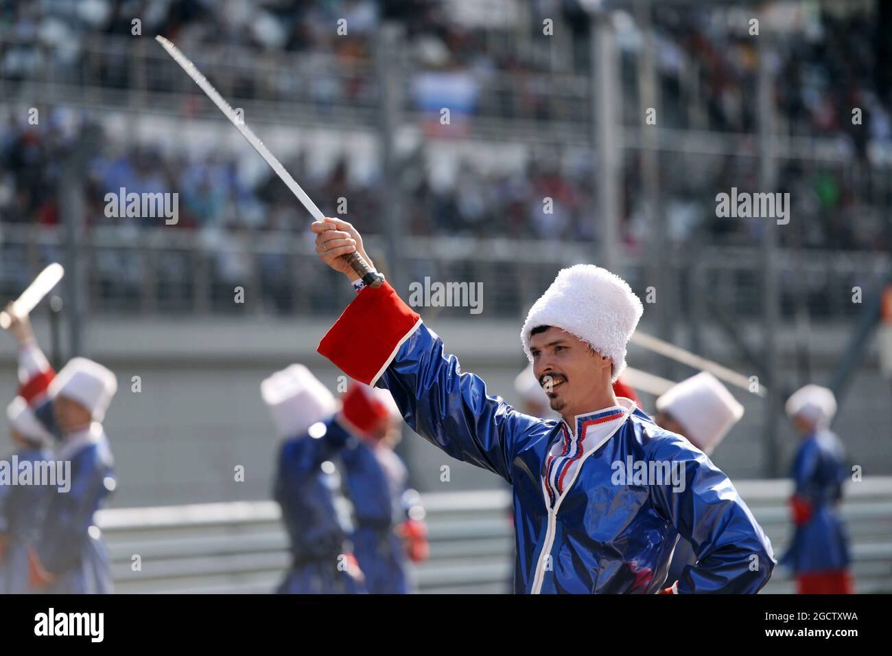 Vor der Zeremonie. Großer Preis von Russland, Sonntag, 12. Oktober 2014. Sotschi Autodrom, Sotschi, Russland. Stockfoto
