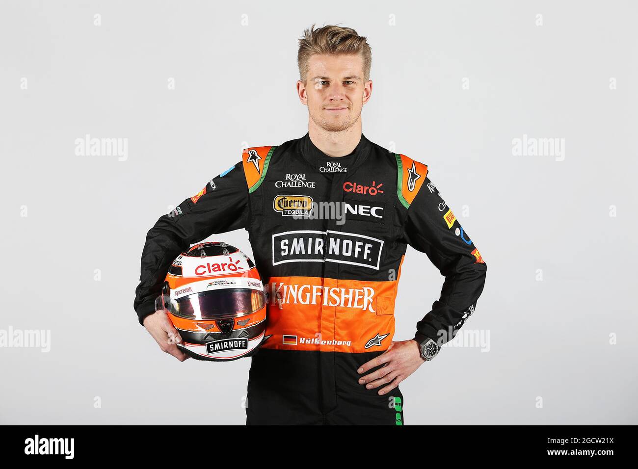 Nico Hulkenberg (GER) Sahara Force India F1. Sahara Force India F1 Team Lackierung enthüllt, Soumaya Museum, Mexiko-Stadt, Mexiko. Mittwoch, 21. Januar 2015. Stockfoto