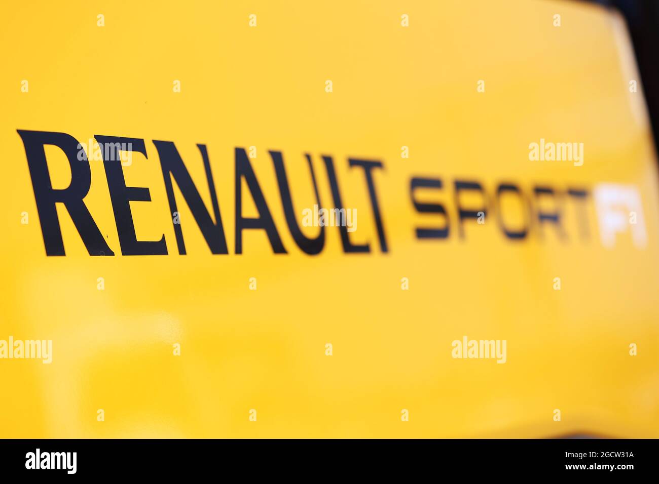 Renault Sport F1-Logo. Formel-1-Tests, Tag 2, Freitag, 20. Februar 2015. Barcelona, Spanien. Stockfoto