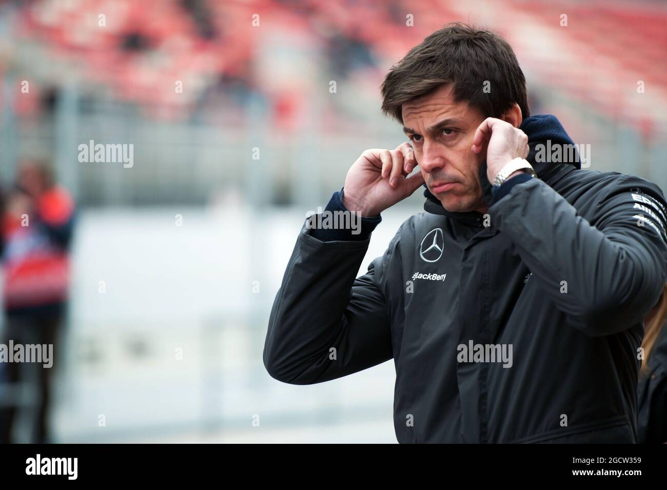 Toto Wolff (GER) Mercedes AMG F1 Aktionär und Executive Director. Formel-1-Tests, Tag 3, Samstag, 22. Februar 2015. Barcelona, Spanien. Stockfoto