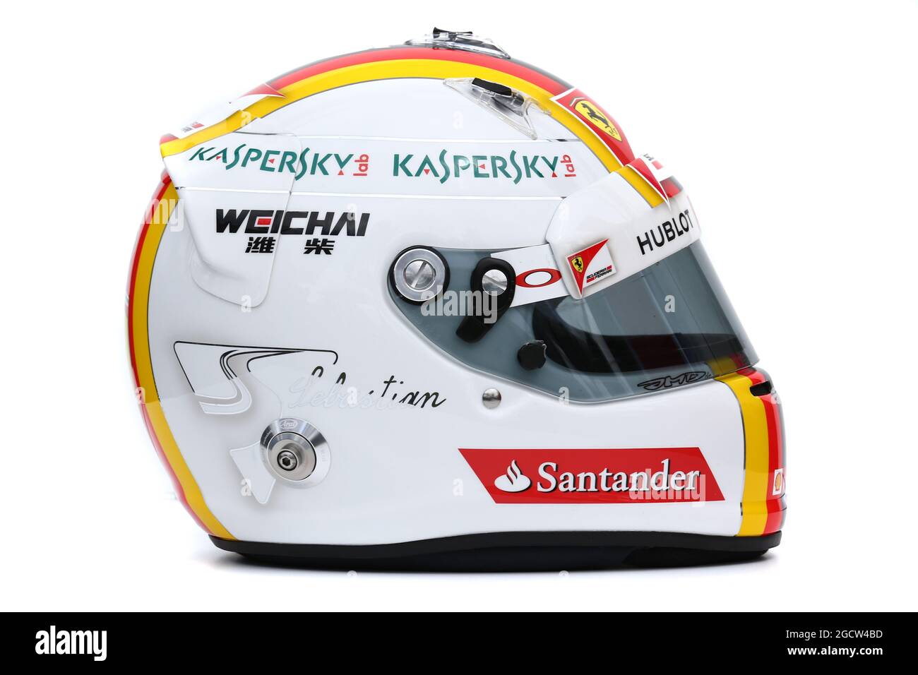 Der Helm von Sebastian Vettel (GER) Ferrari. Großer Preis von Australien, Donnerstag, 12. März 2015. Albert Park, Melbourne, Australien. Stockfoto