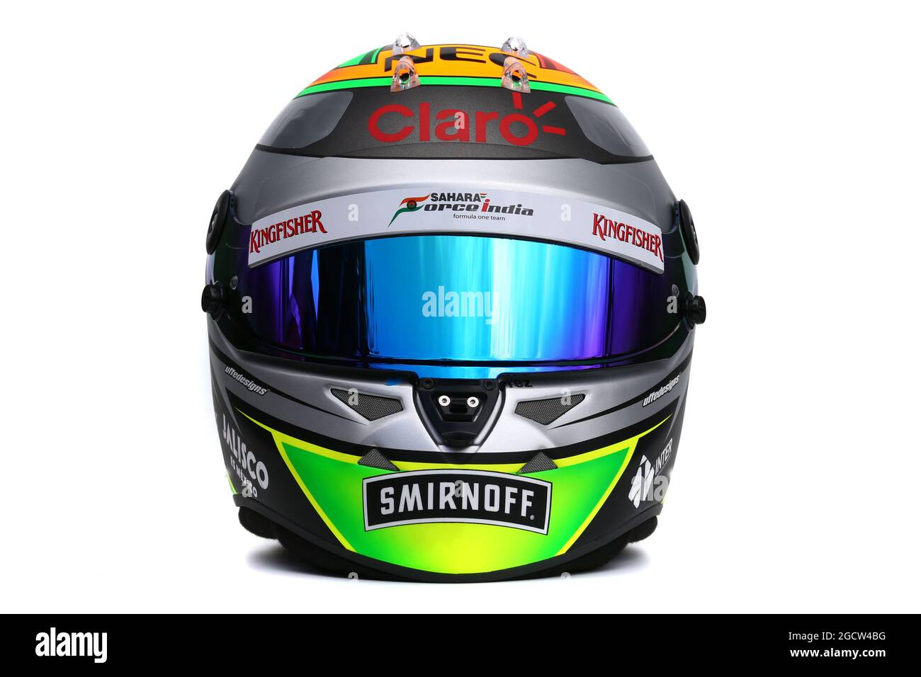 Der Helm von Sergio Perez (MEX) Sahara Force India F1. Großer Preis von Australien, Donnerstag, 12. März 2015. Albert Park, Melbourne, Australien. Stockfoto