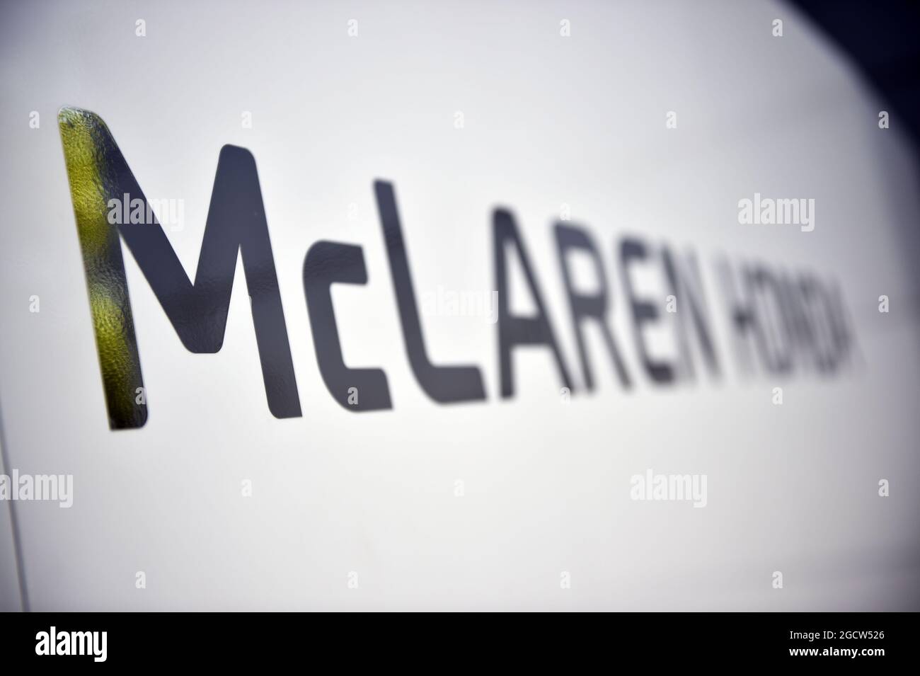 McLaren Honda-Logo. Großer Preis von Malaysia, Donnerstag, 26. März 2015. Sepang, Kuala Lumpur, Malaysia. Stockfoto