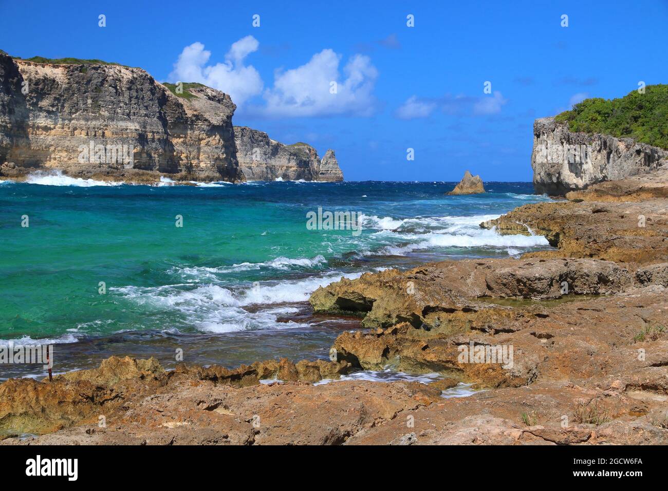 Landschaft von Guadeloupe - Porte d'Enfer (Höllentor). Karibische Landschaft. Stockfoto
