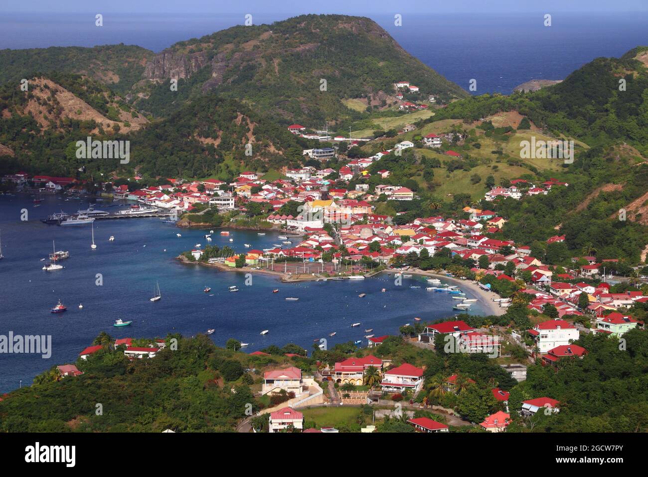 Guadeloupe Landschaft - Les Saintes Inseln. Bucht von Terre de Haut. Die besten Orte der Karibik. Stockfoto